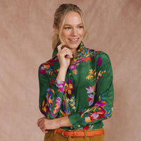 Kanazawa Flowers Crepe de Chine Silk Shirt Made with Liberty Fabric