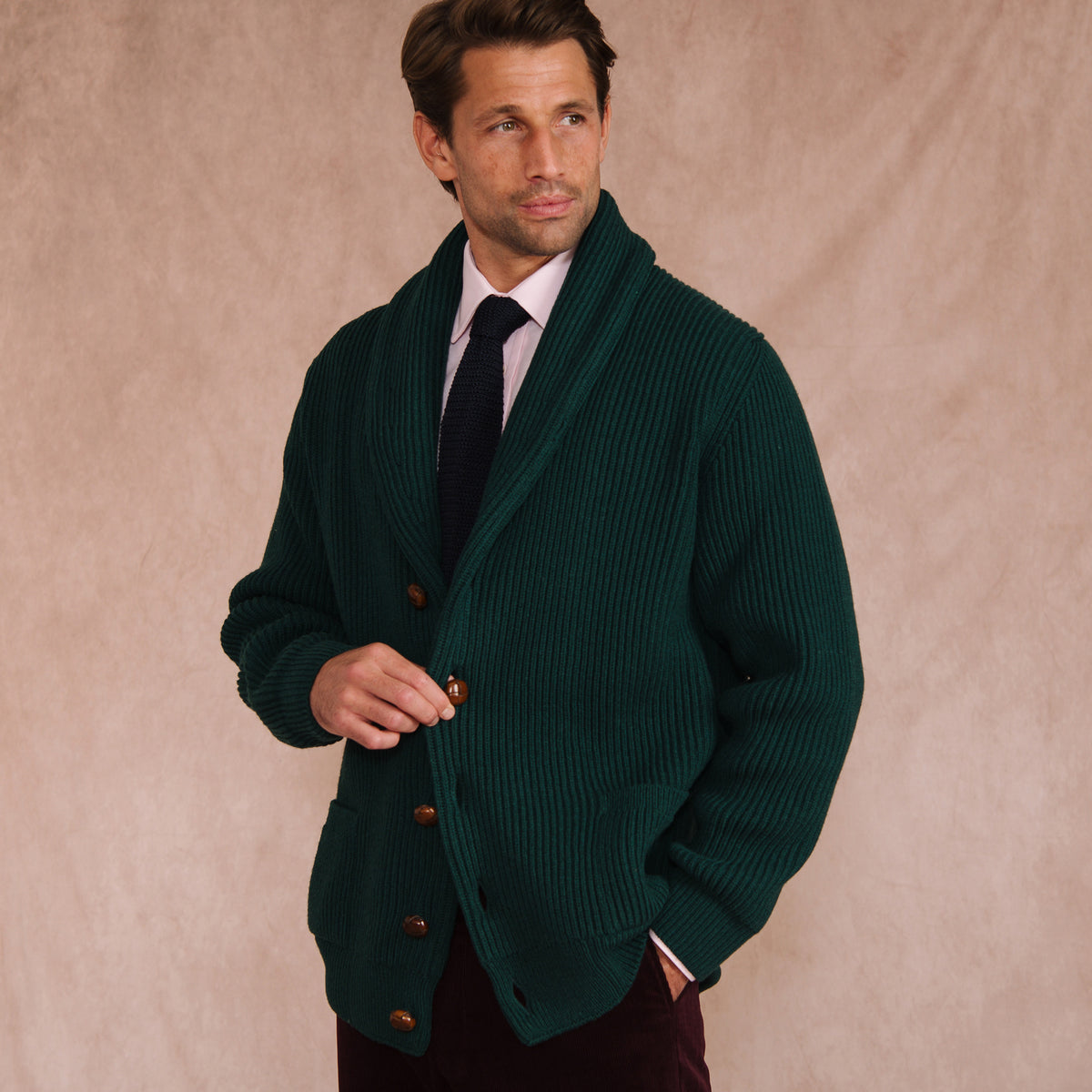 Tartan Green George Shawl Cardigan