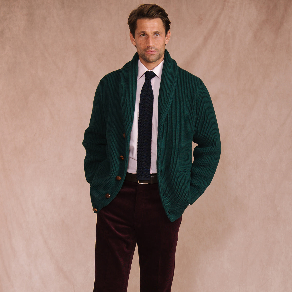 Tartan Green George Shawl Cardigan