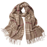 Taupe Cashmere Plaid Shawl