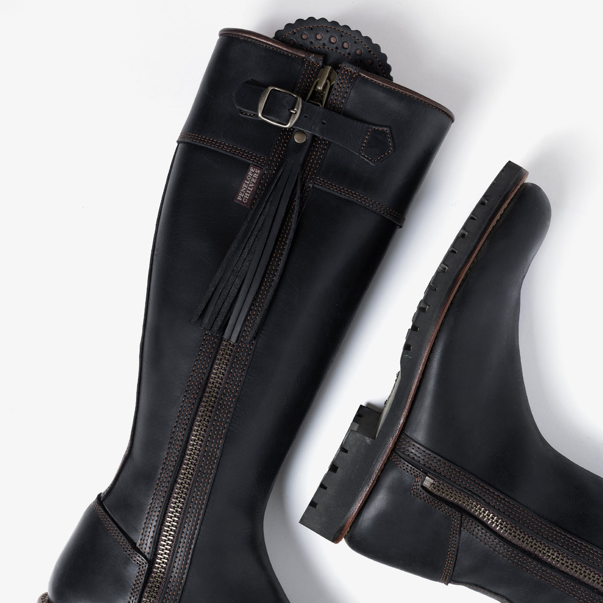 Black Penelope Chilvers Inclement Long Leather Tassel Boot