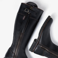 Black Penelope Chilvers Inclement Long Leather Tassel Boot