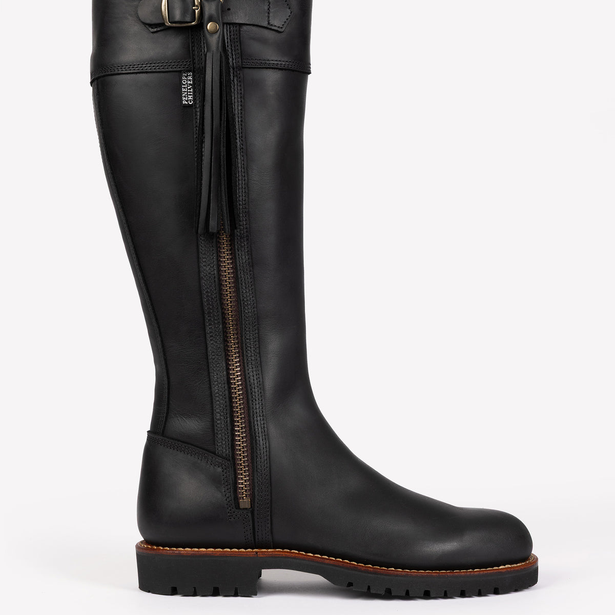Black Penelope Chilvers Inclement Long Leather Tassel Boot
