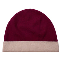 Wine Cashmere Two Way Beanie