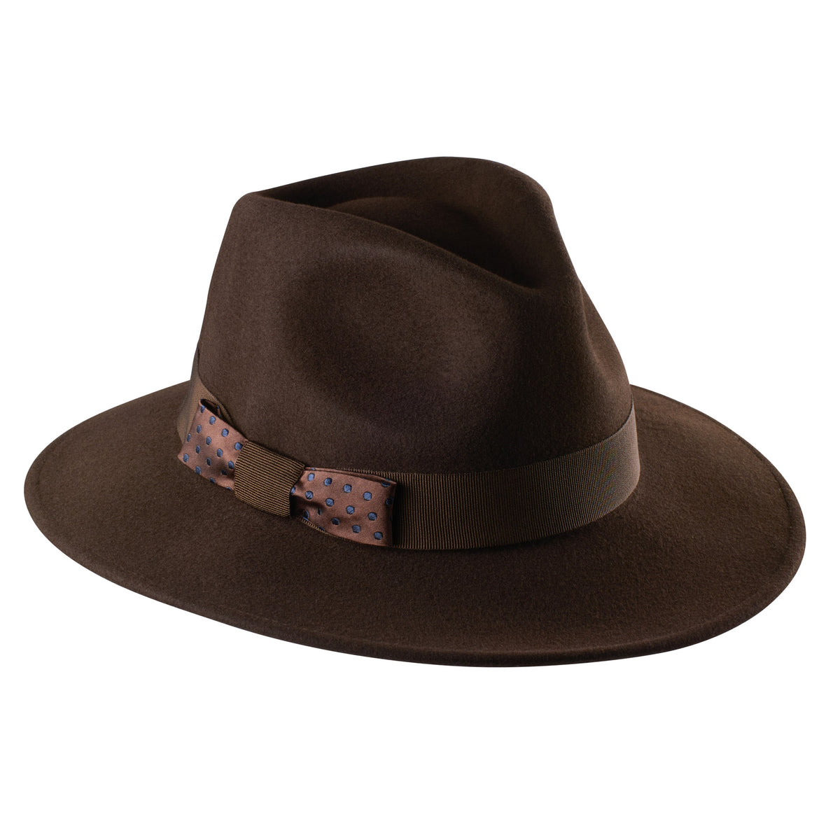 Chocolate Fedora with Tonal Bow Ribbon