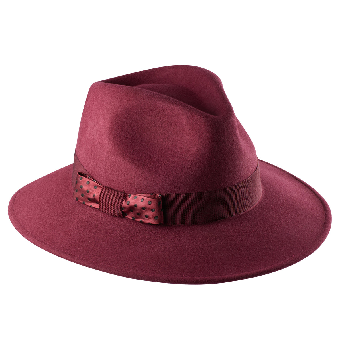 Wine Fedora with Tonal Bow Ribbon