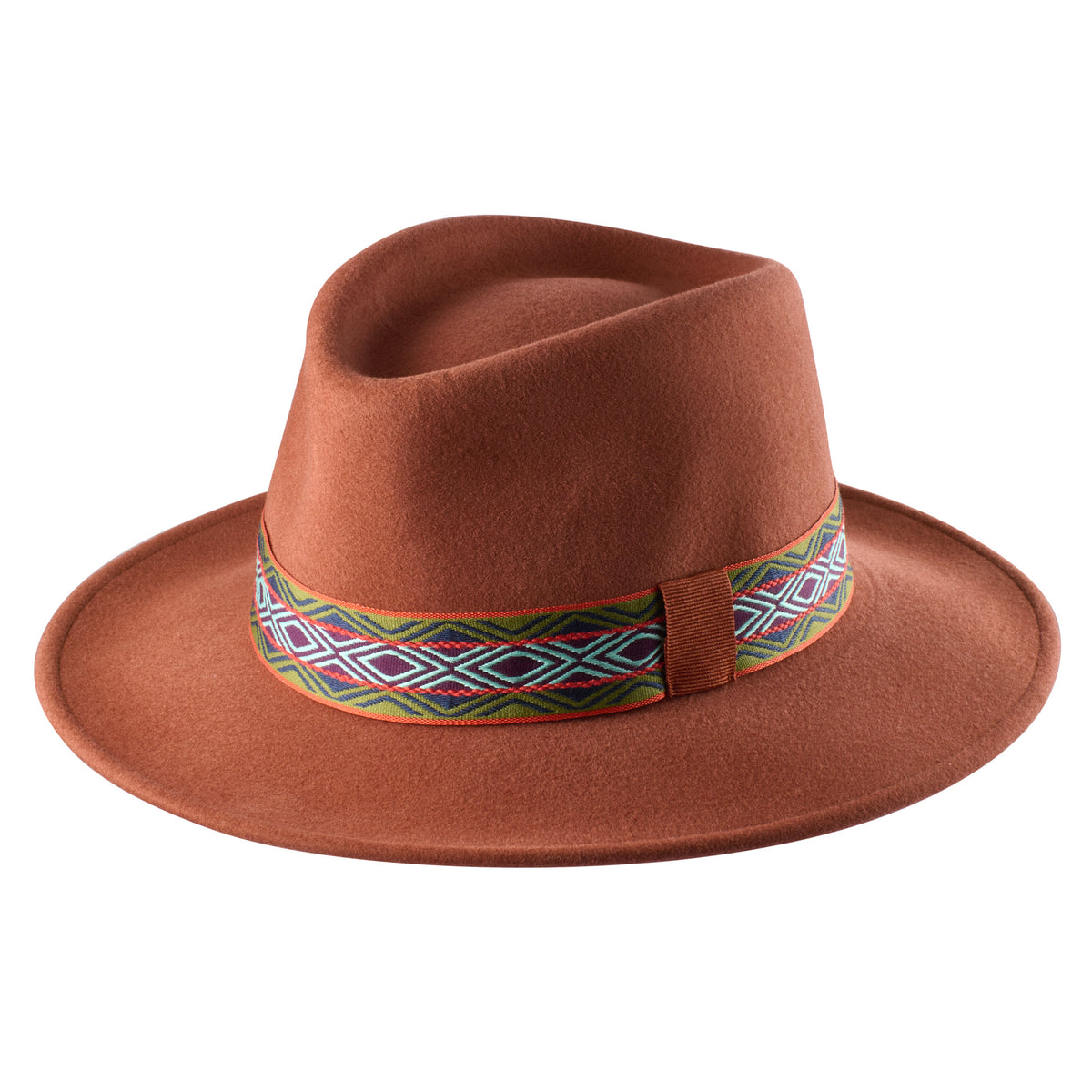 Camel Fedora with Herringbone Ribbon