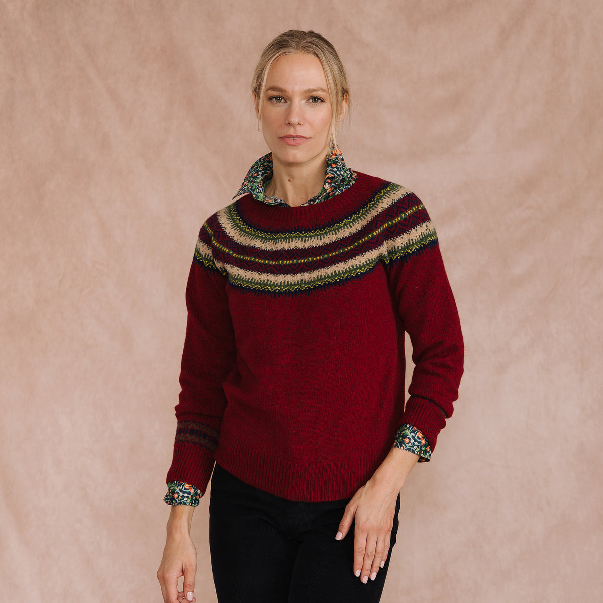 Burgundy Retro Geelong Fairisle Jumper