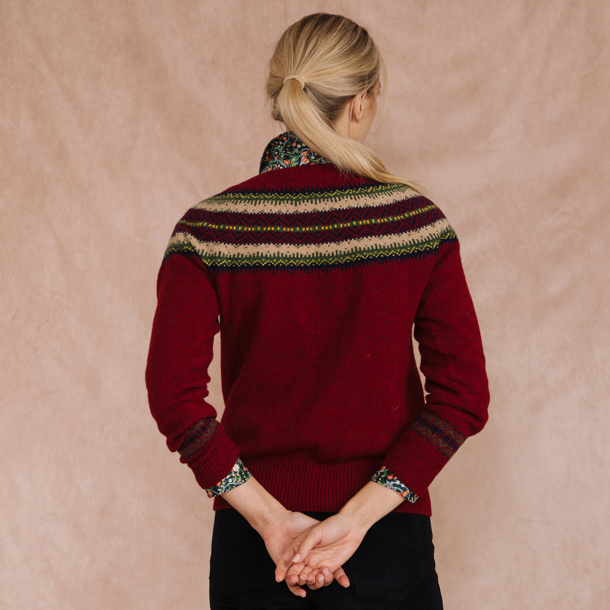 Burgundy Retro Geelong Fairisle Jumper