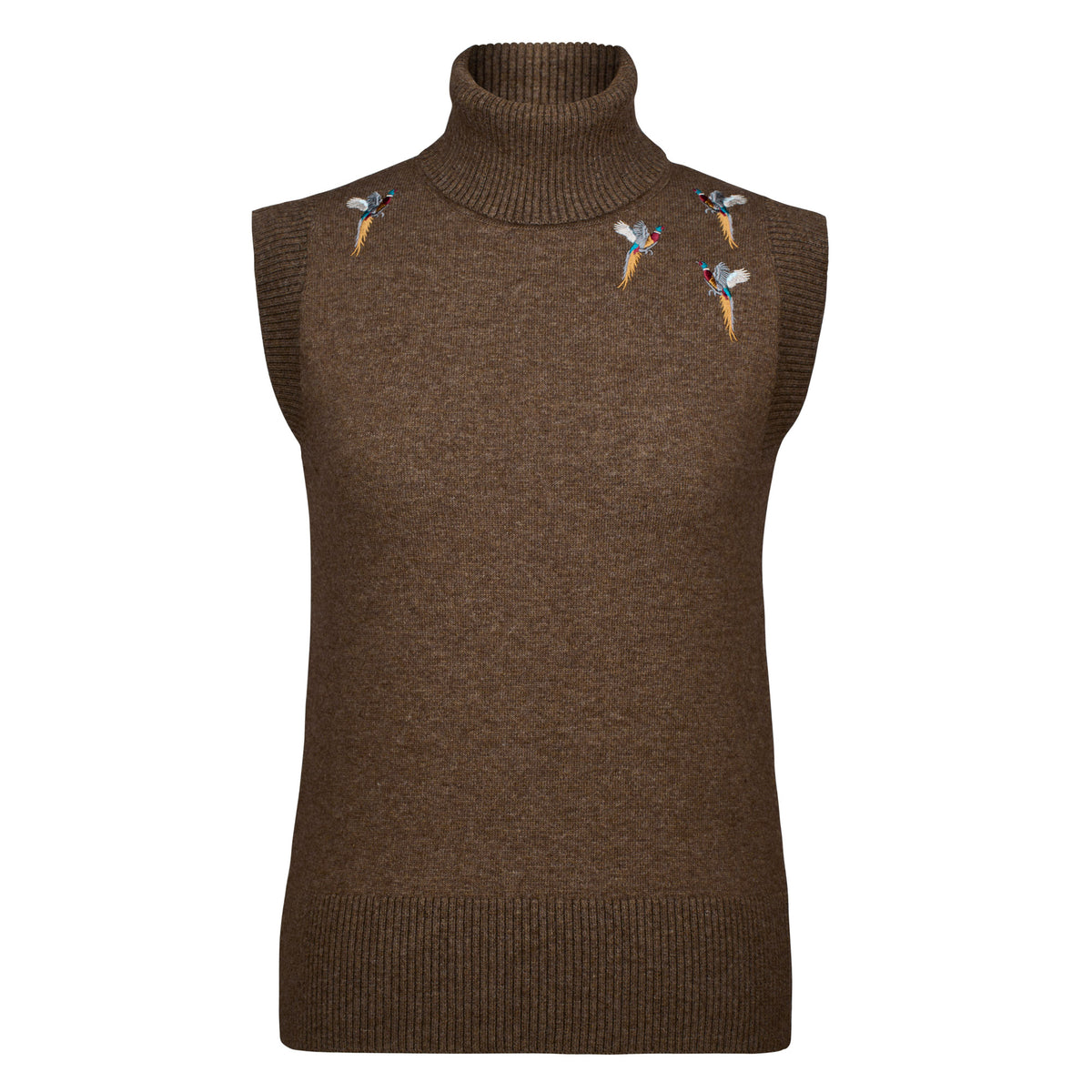 Taupe Pheasant Roll Neck Tank