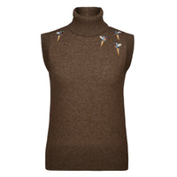 Taupe Pheasant Roll Neck Tank