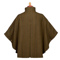 T. Ba Olive Red Check Tweed Reversible Cape