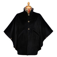 T. Ba Olive Red Check Tweed Reversible Cape