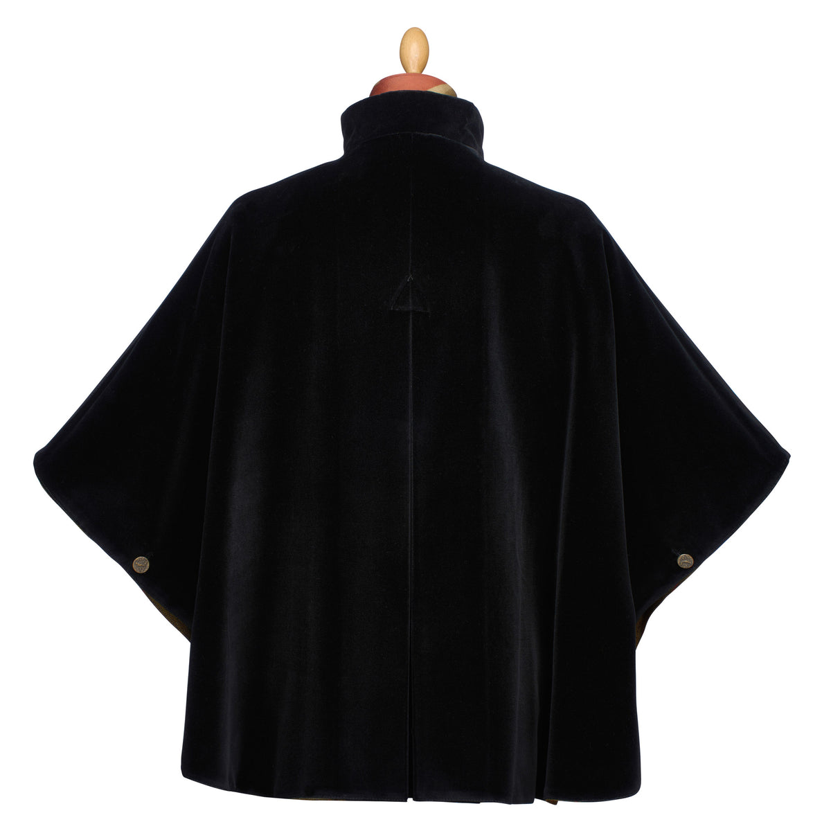 T. Ba Olive Red Check Tweed Reversible Cape