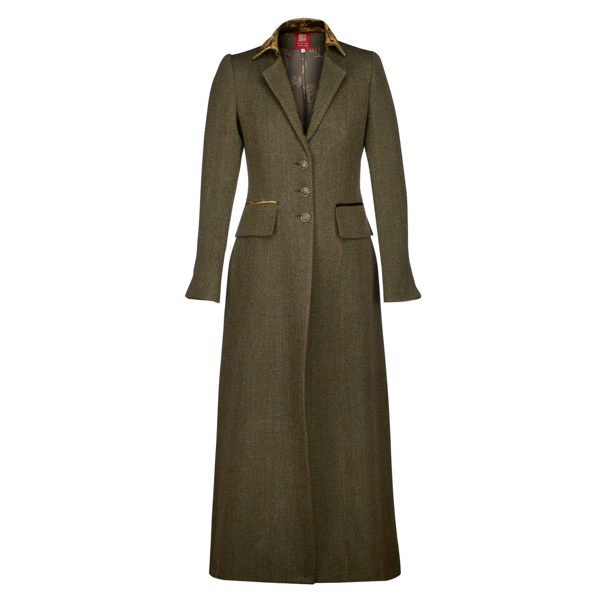 Green & Brown T.ba Long Tweed Coat