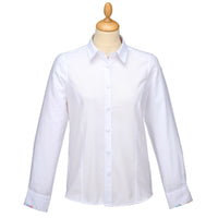 White Cotton Floral Trim Shirt