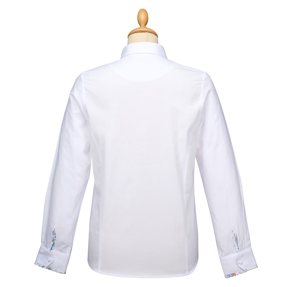 White Cotton Floral Trim Shirt