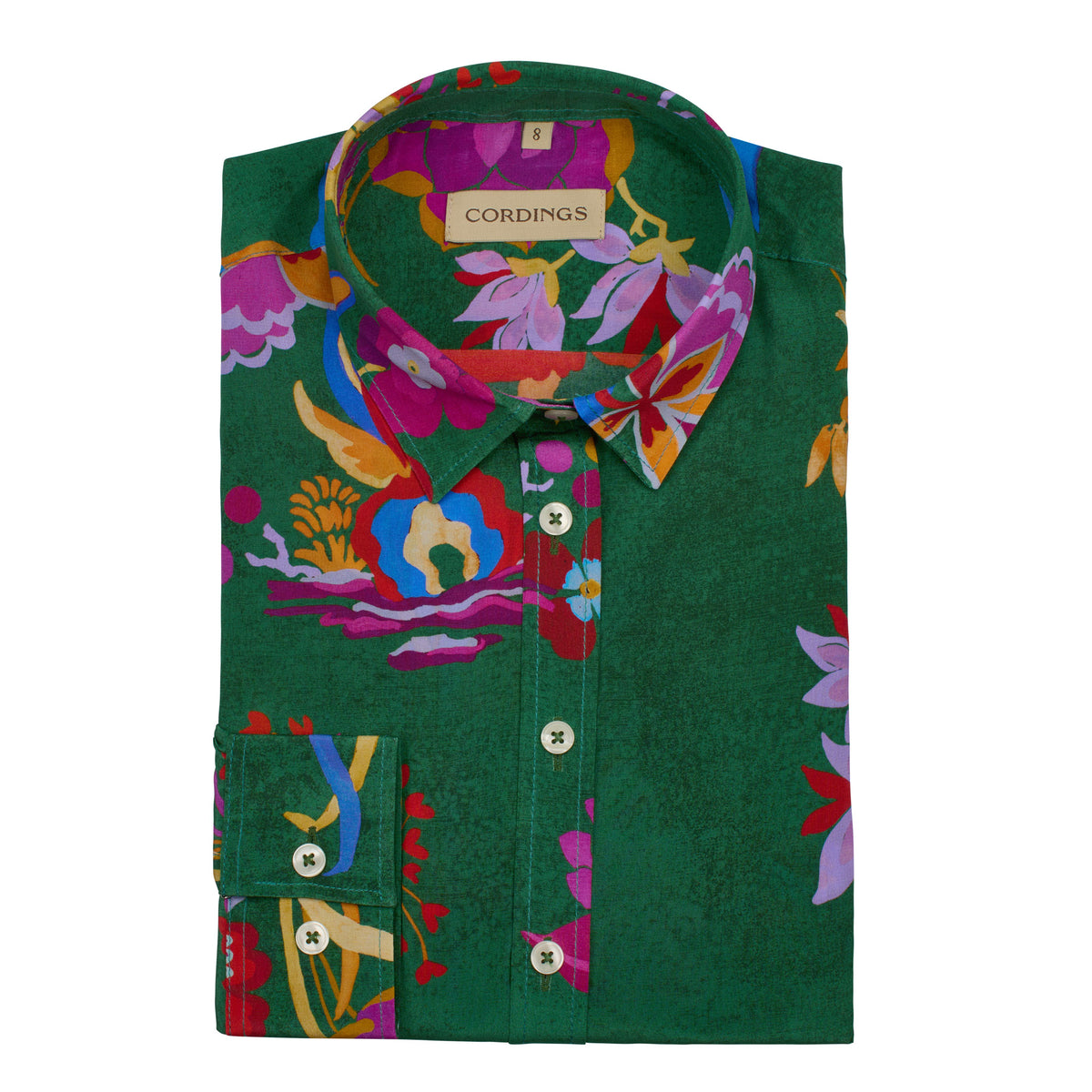 Kanazawa Flowers Crepe de Chine Silk Shirt Made with Liberty Fabric