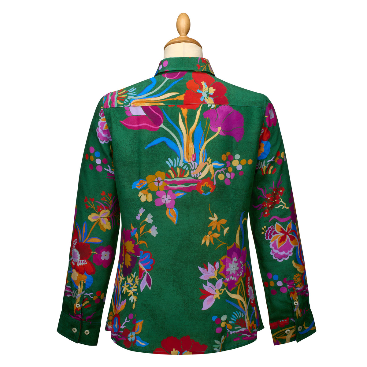 Kanazawa Flowers Crepe de Chine Silk Shirt Made with Liberty Fabric