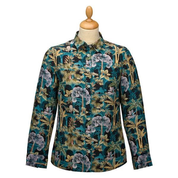 Tropical Babylon Crepe de Chine Silk Shirt Made with Liberty Fabric