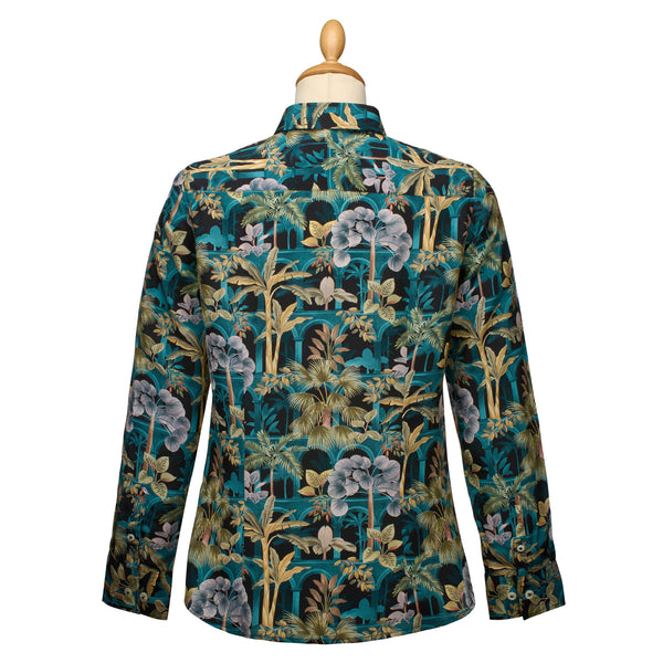 Tropical Babylon Crepe de Chine Silk Shirt Made with Liberty Fabric