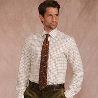 Brown Green Medium Check Tattersall Shirt