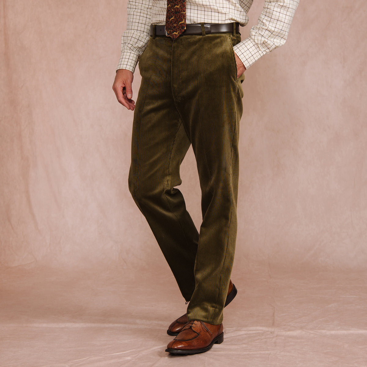 Moss Green York Corduroy Trousers