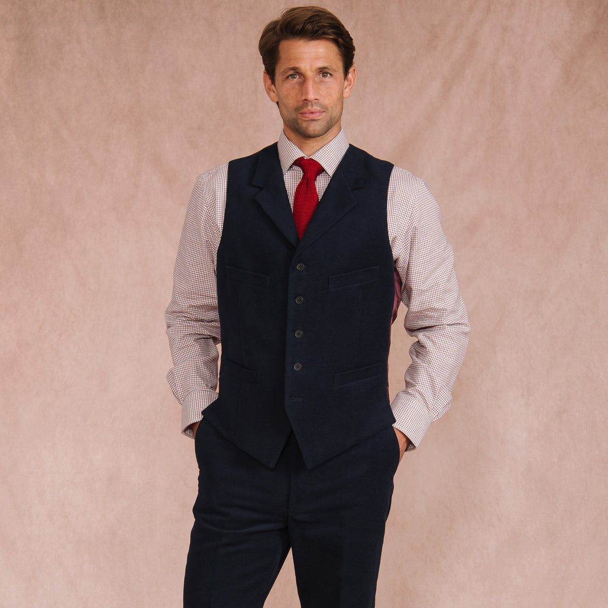 Navy Keighley Moleskin Waistcoat