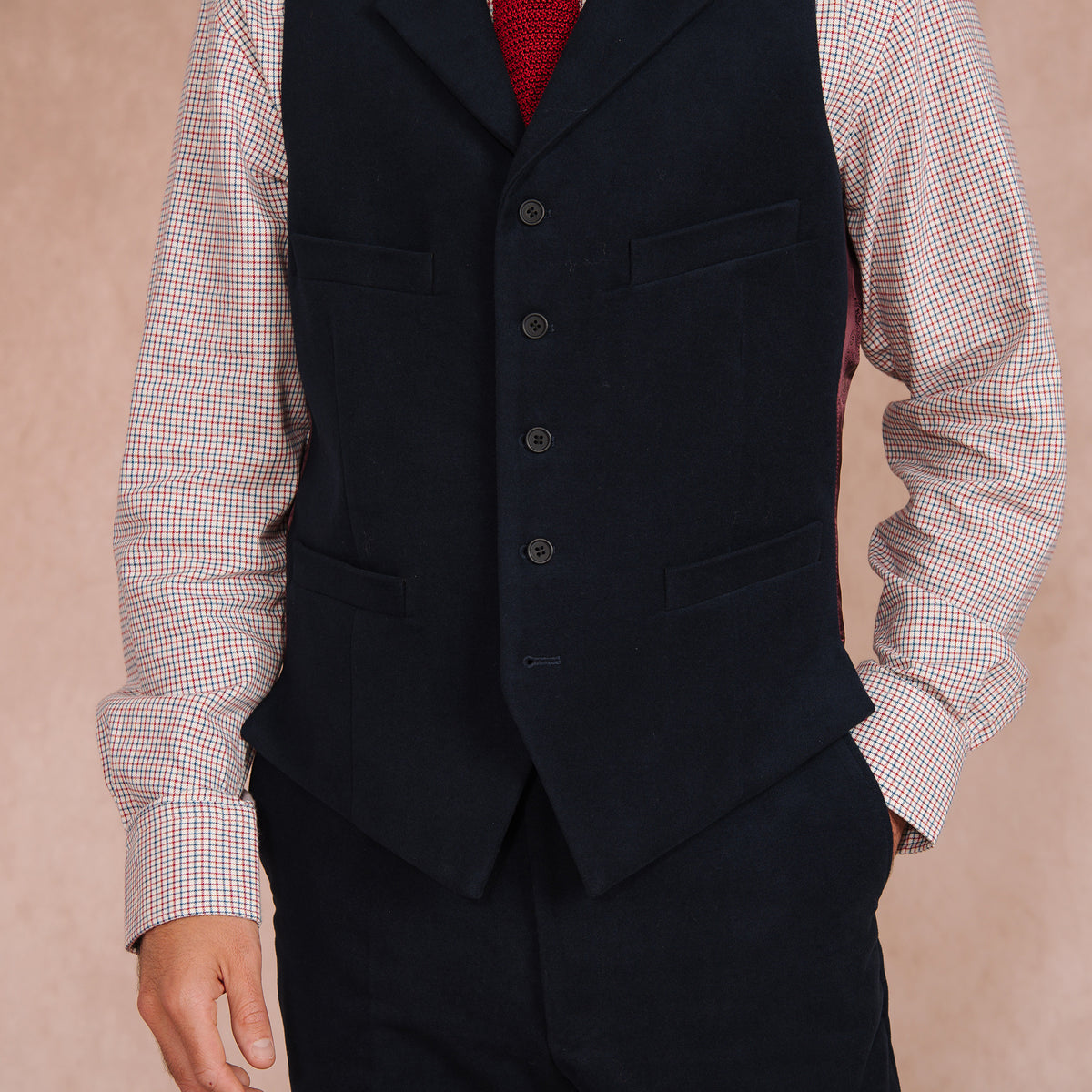 Navy Keighley Moleskin Waistcoat