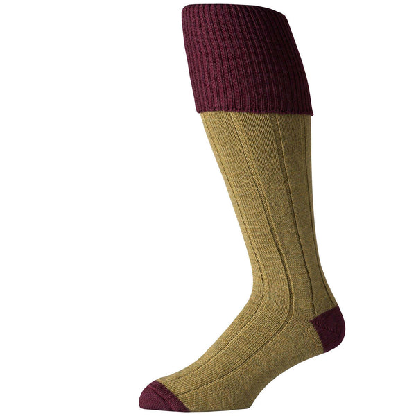 Merino Shooting Stocking Green with wine tipping