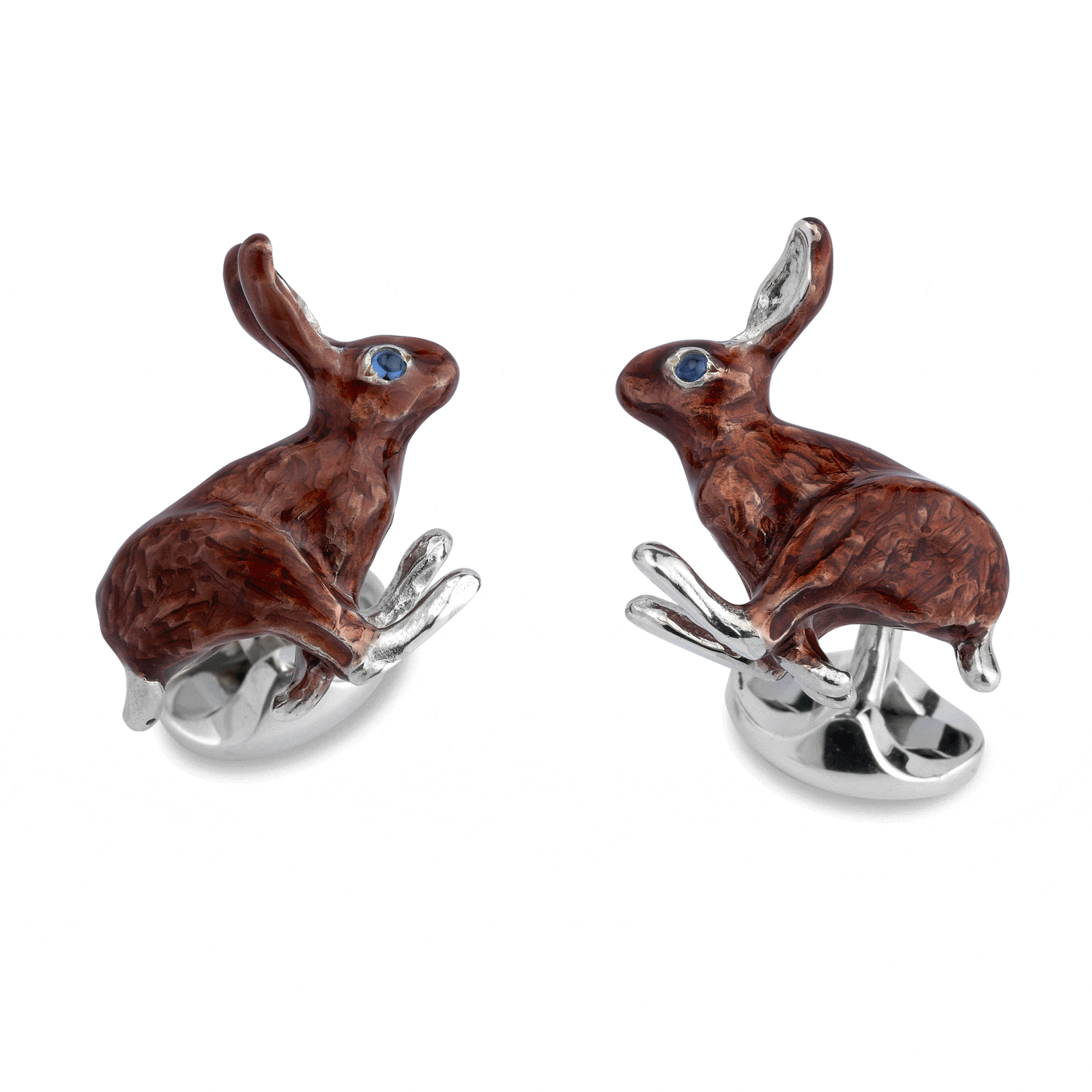 Hare Solid Silver Cufflinks
