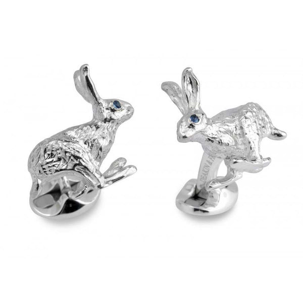 Sterling Silver and Sapphire Hare Cufflinks