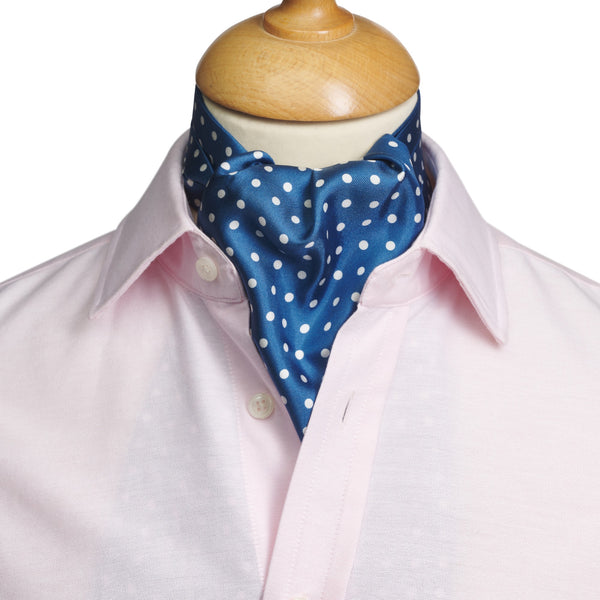 Blue & White Spot Classic Silk Cravat