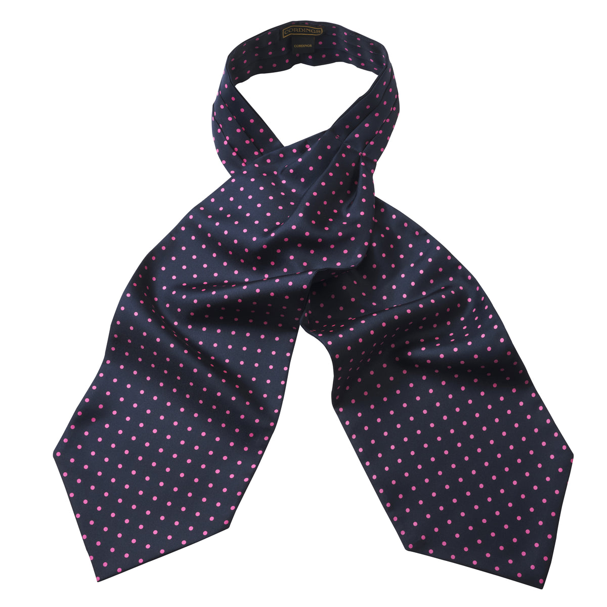 Navy & Pink Spot Classic Silk Cravat