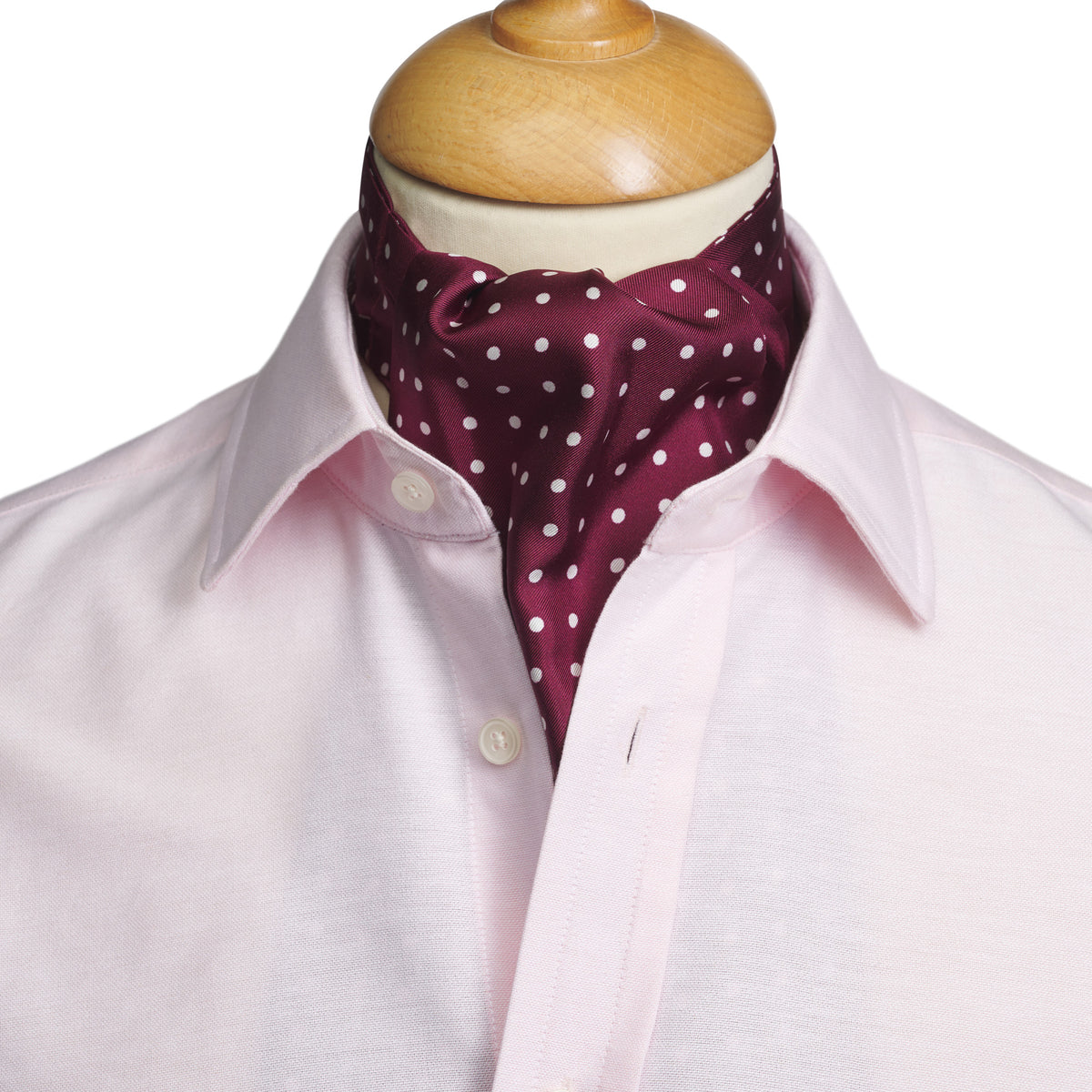 Burgundy & White Spot Classic Silk Cravat