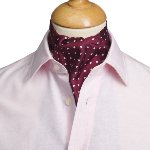 Burgundy & White Spot Classic Silk Cravat