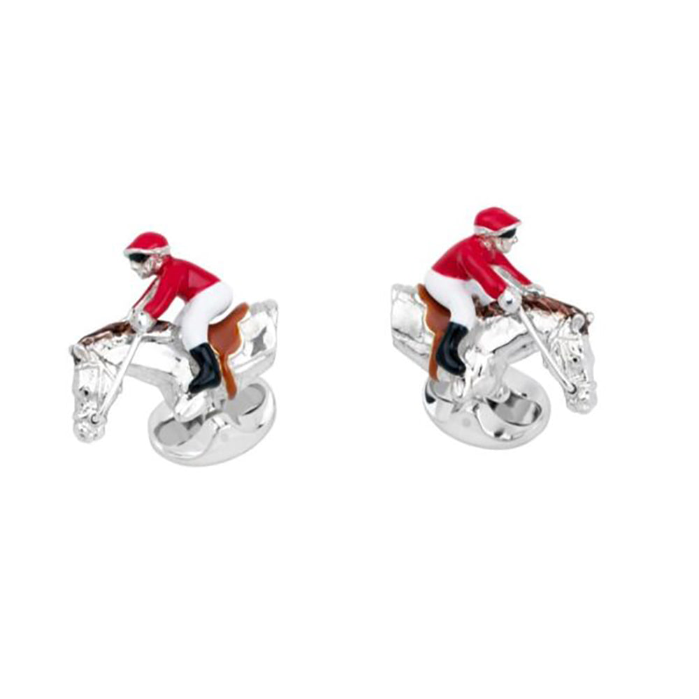Jockey Solid Silver Cufflinks