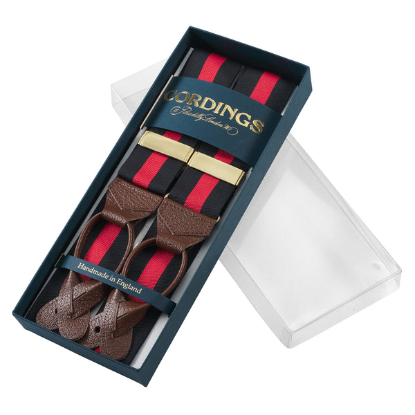 Navy & Red Striped Ribbon Braces