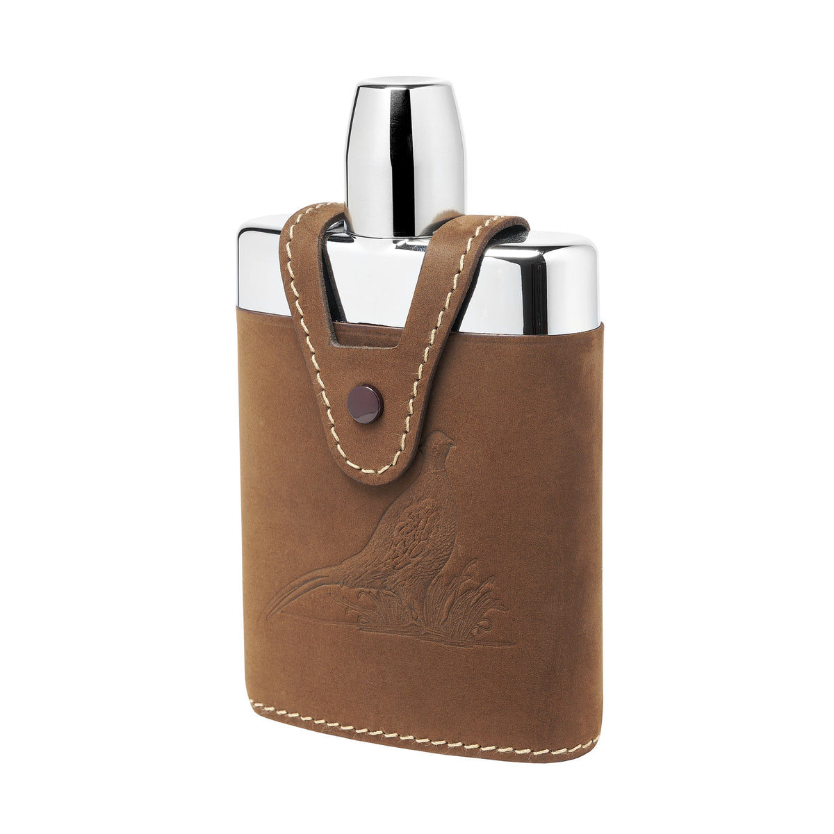 5oz  Flask With Embossed Leather Holder