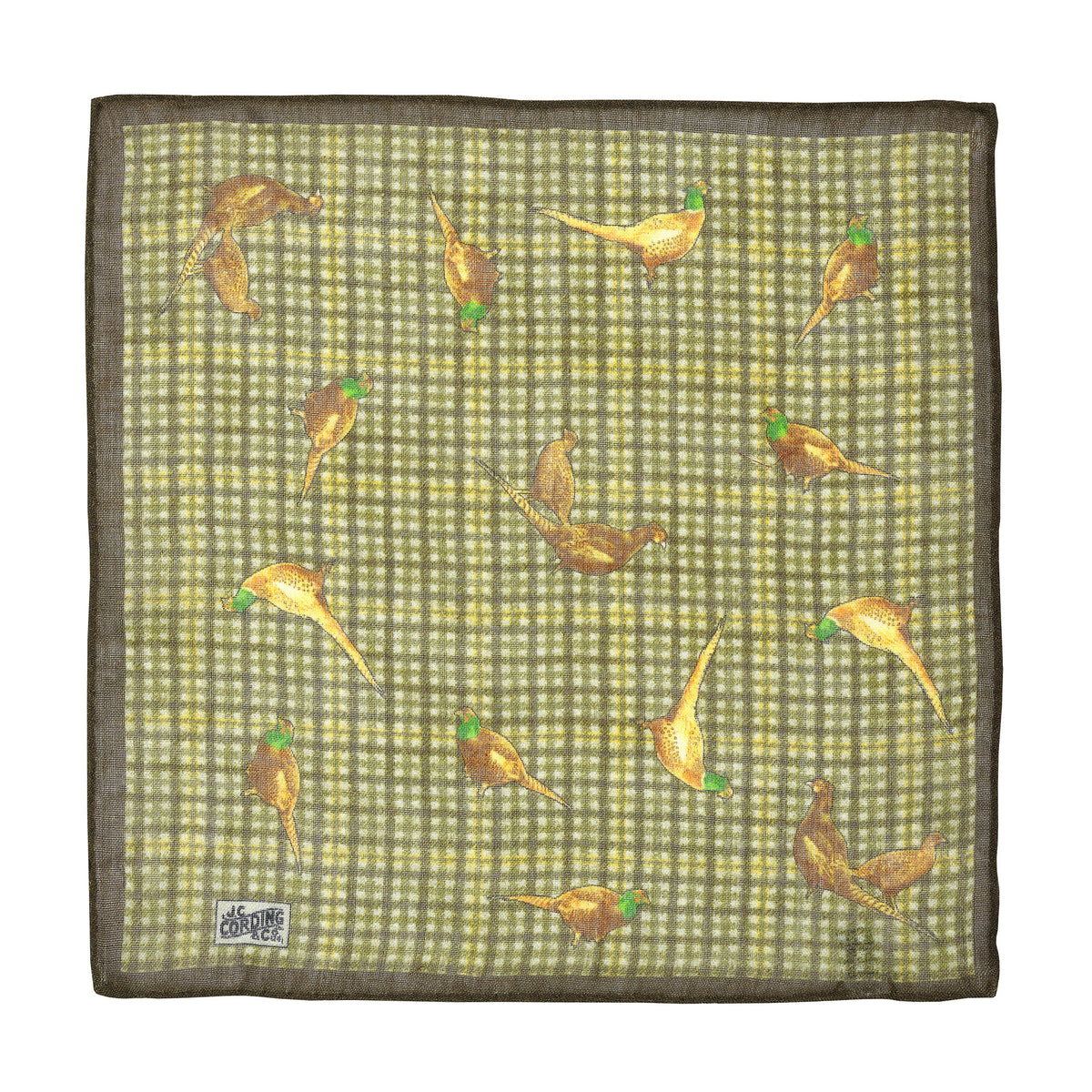 Olive Green Checked Pheasant Wool & Silk Hank