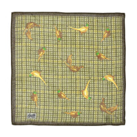 Olive Green Checked Pheasant Wool & Silk Hank