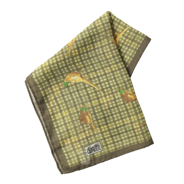 Olive Green Checked Pheasant Wool & Silk Hank