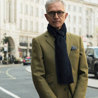 Navy Cashmere White Spot Scarf