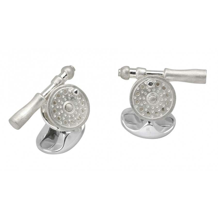 Sterling Silver Fishing Reel Cufflinks