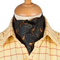 Navy Pheasant Silk Cravat