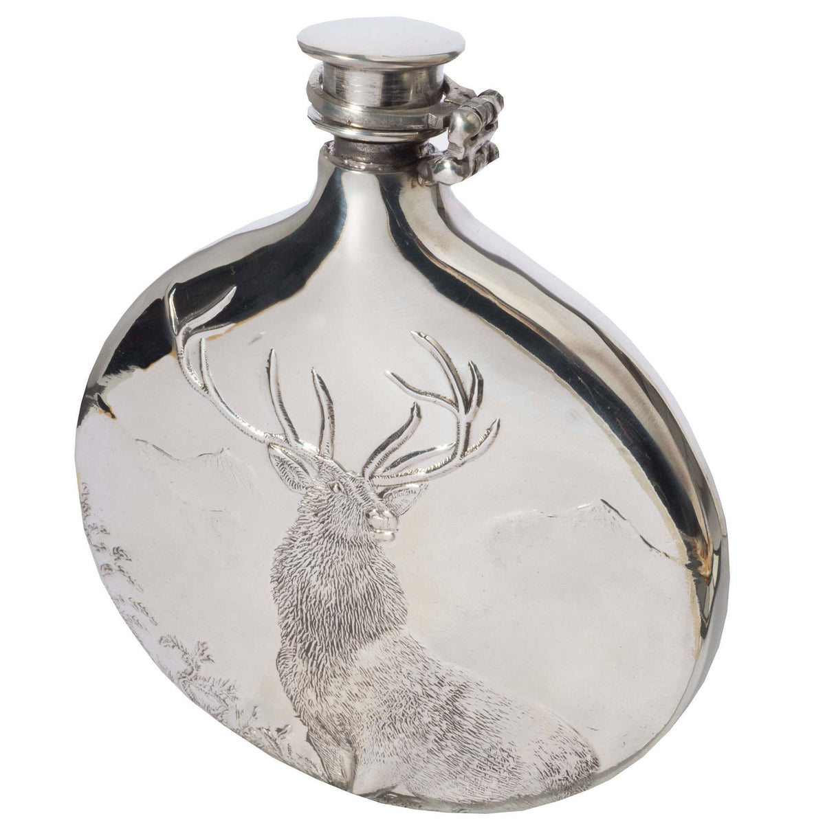 6oz Monarch of the Glen Pewter Field Flask
