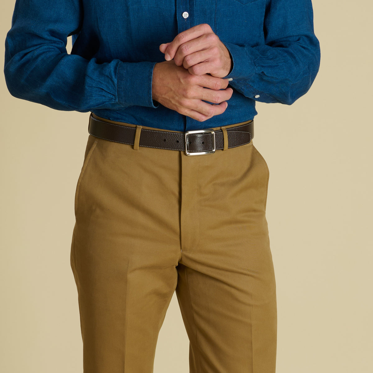 Brown Green Calf Grain Reversible Leather Belt