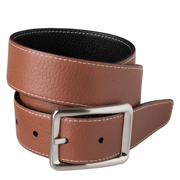 Black Brown Calf Grain Reversible Leather Belt