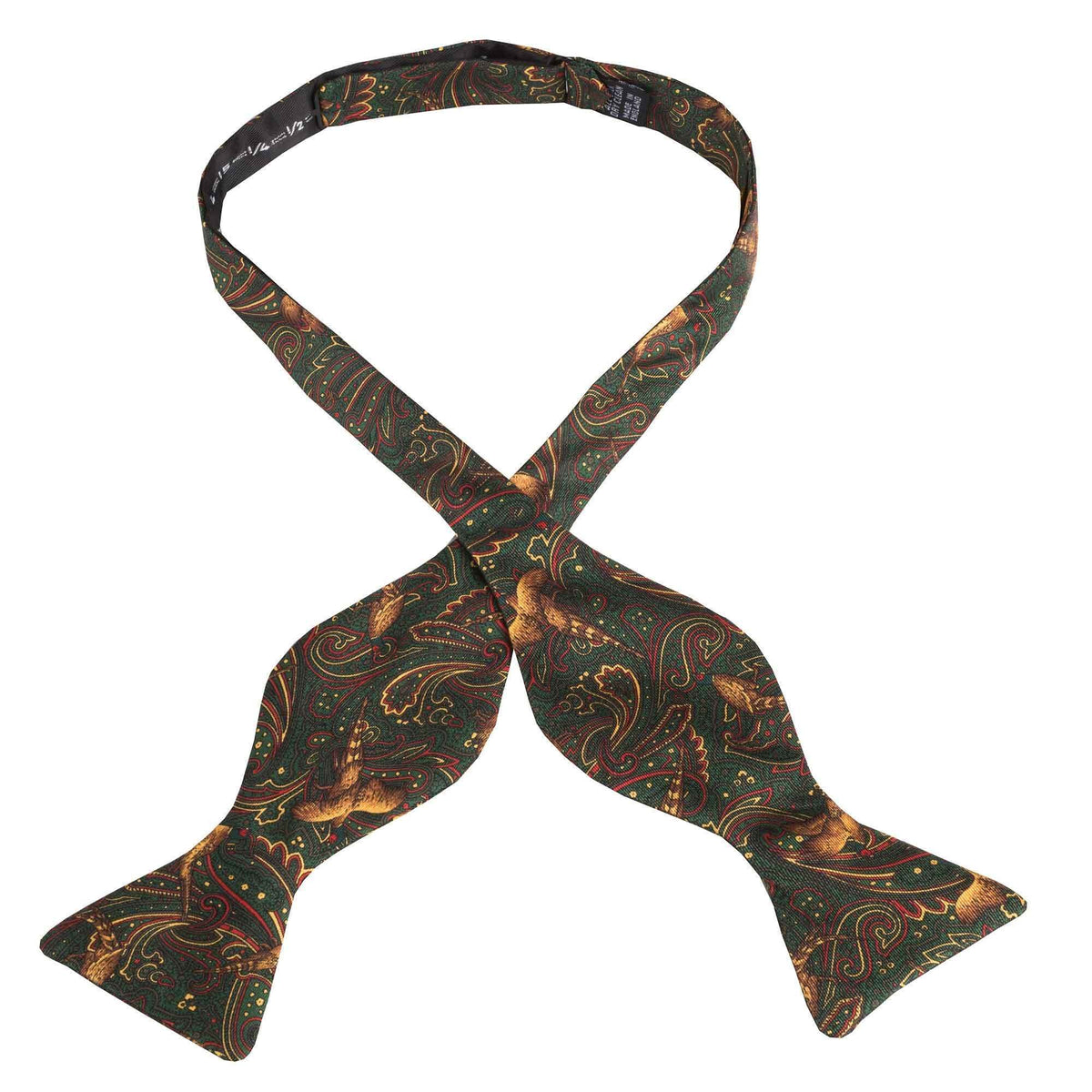 Green Pheasant Silk Bow Tie