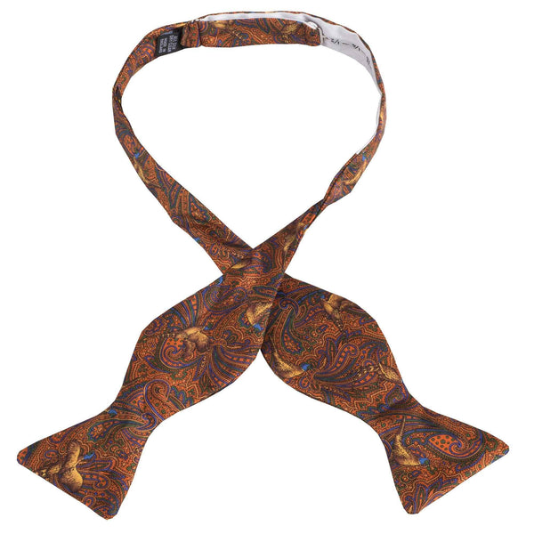 Orange Pheasant Silk Bow Tie